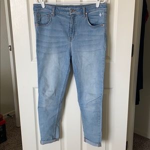 High rise light wash skinny jeans
